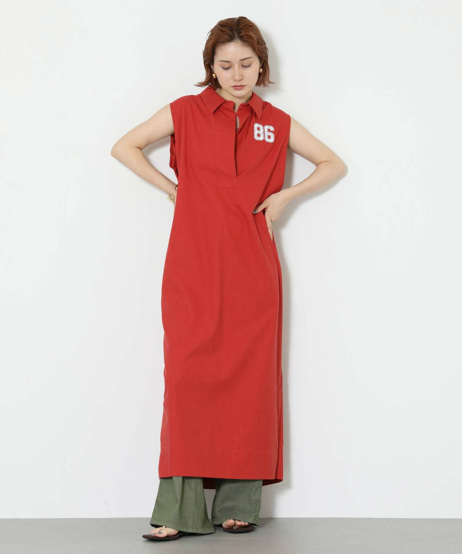 Re Fiinaa86刺繍リネン混シャツワンピース | SEKIMIKI Online