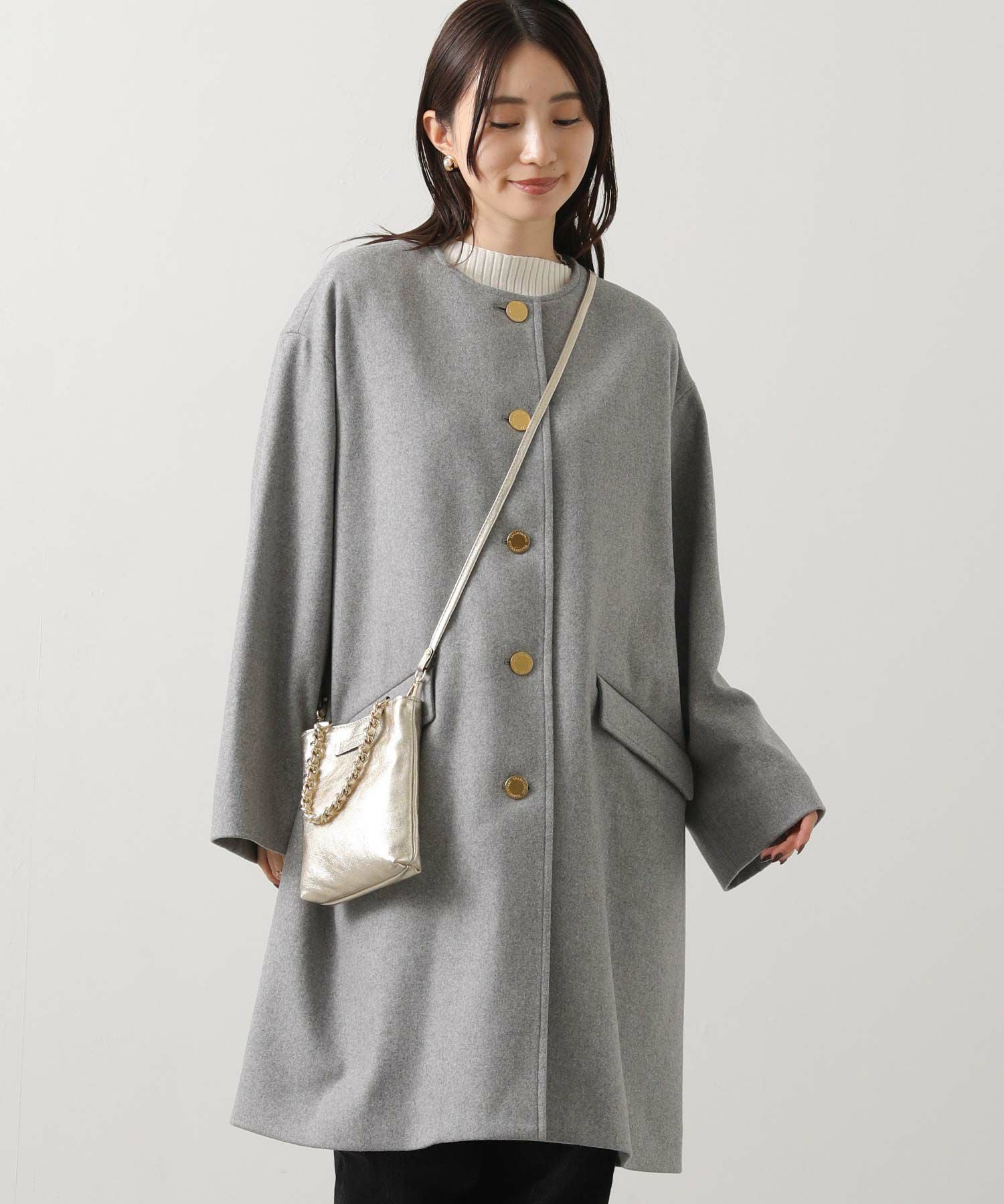 最終セール　極美品　エリン　メルトンシングルワンボタンコート　ウール　ゆったり Gready BrilliantTWWメルトンAラインコート | SEKIMIKI Online
