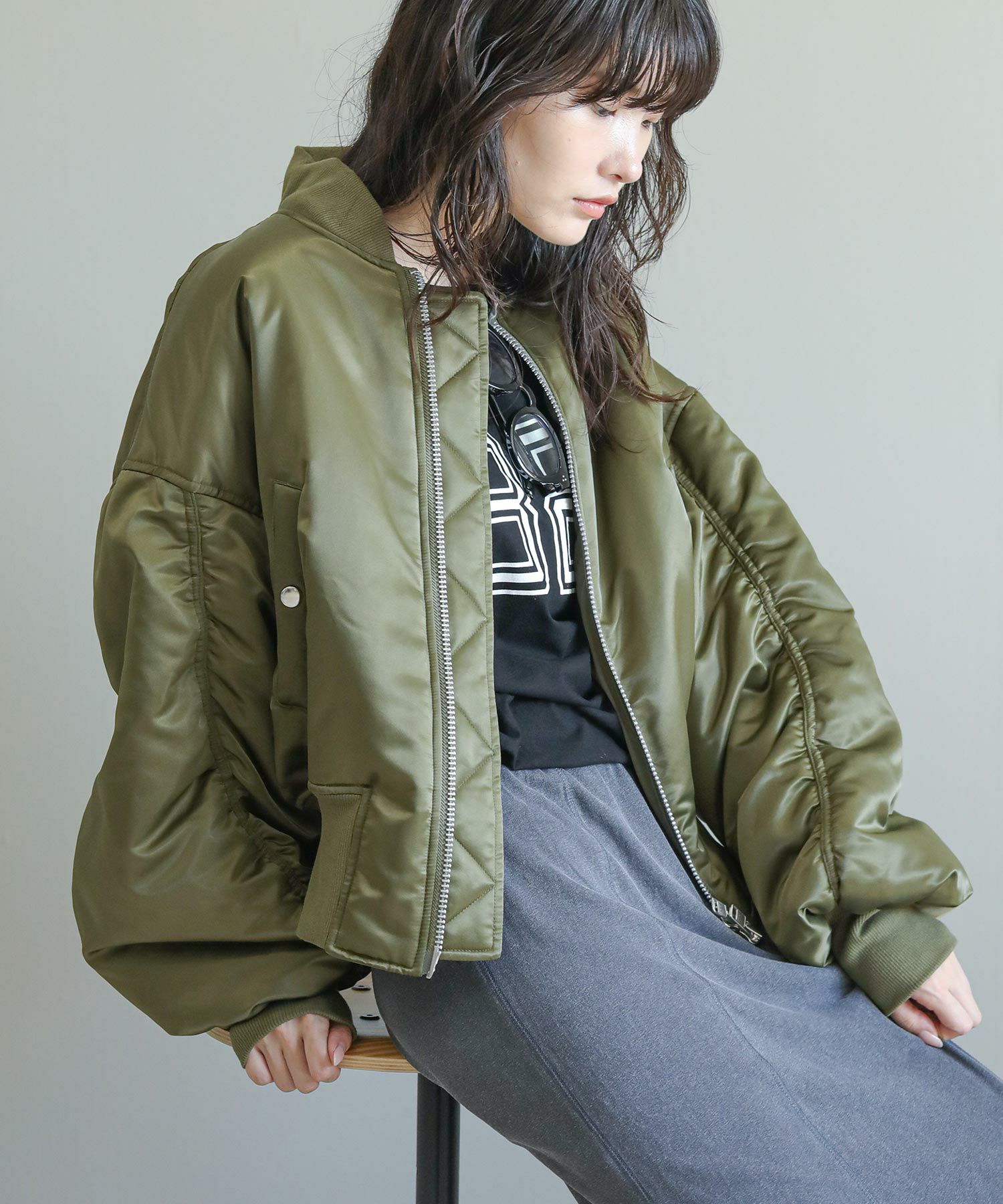 ヒトミ様 ブルゾン Sオフ白 MOUSSY | SHIRRING OVER NYLON ブルゾン (ブルゾン ) |SHEL'TTER WEBSTORE