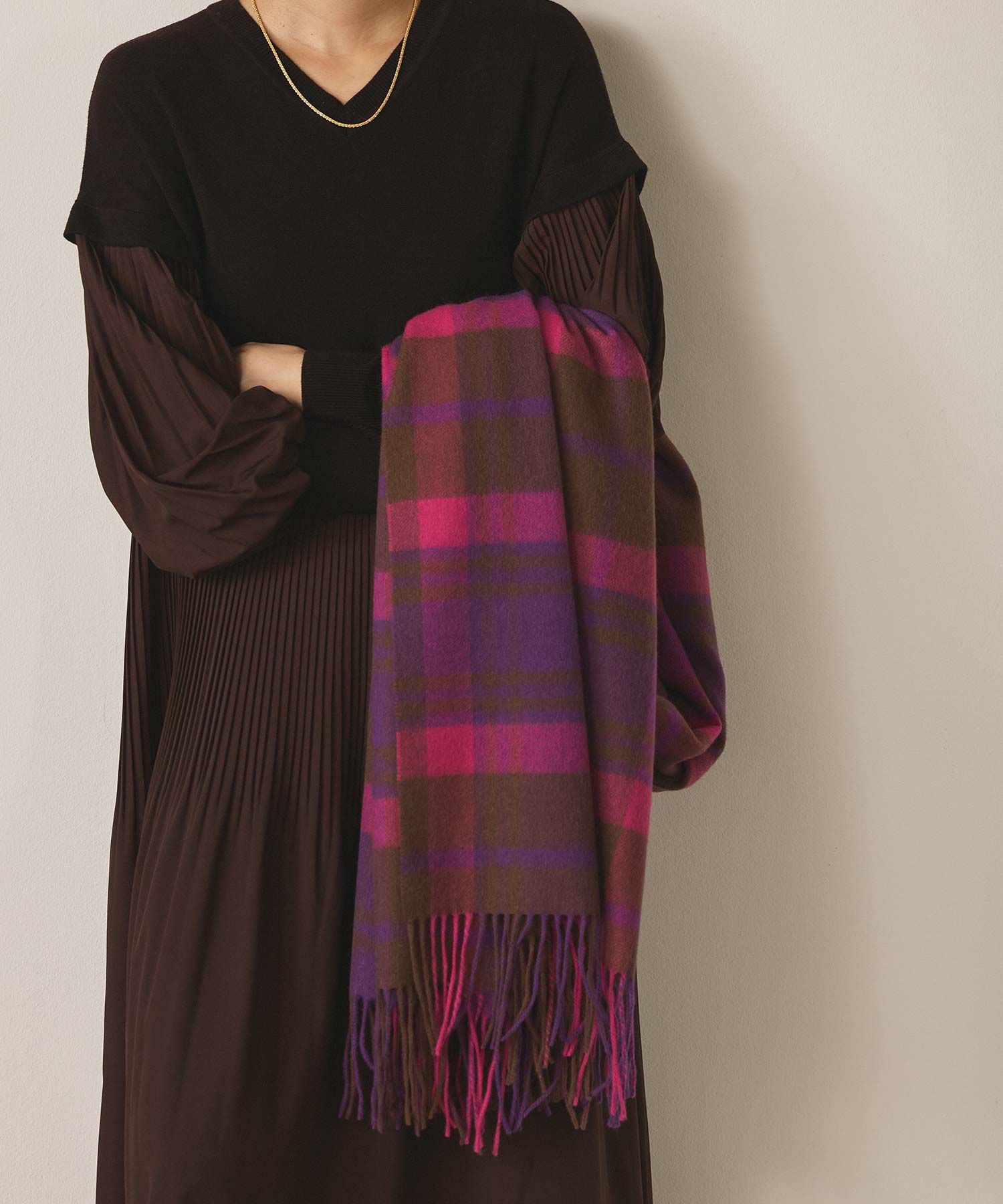 TWEEDMILL チェックストール TWEEDMILL｜ラムズウール チェック ストール 大判マフラー 70-190wp