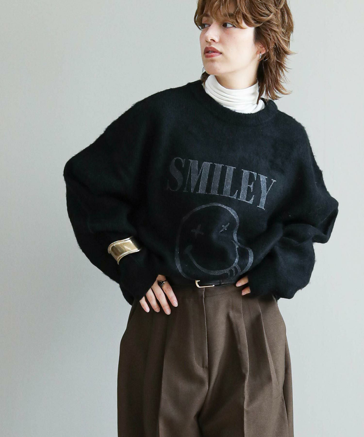 タンタンで購入♬ Smil and be happy可愛いニット The rejoiceaスマイルCNニット【0×SMILEY FACE】 | SEKIMIKI Online