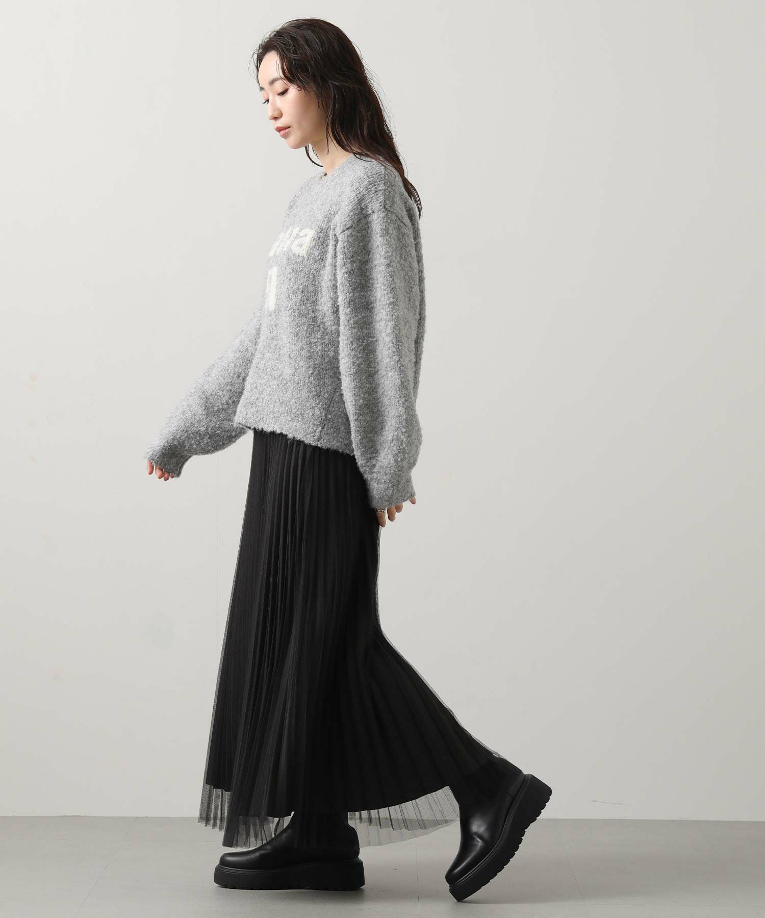 【新品】mdp merci 宝石ニット セール】Merciロゴクルーネックニット（ニット/セーター