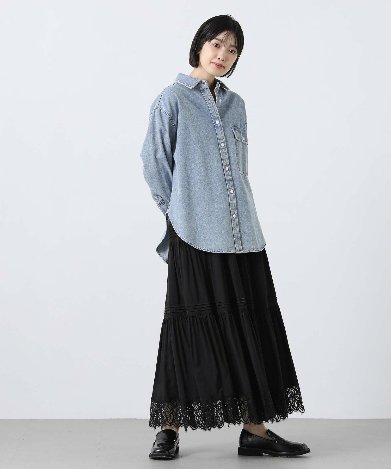 新品タグ付きGready Brilliant 2_ヘムレースティアード　スカート Gready Brilliantヘムレースティアードスカート | SEKIMIKI Online