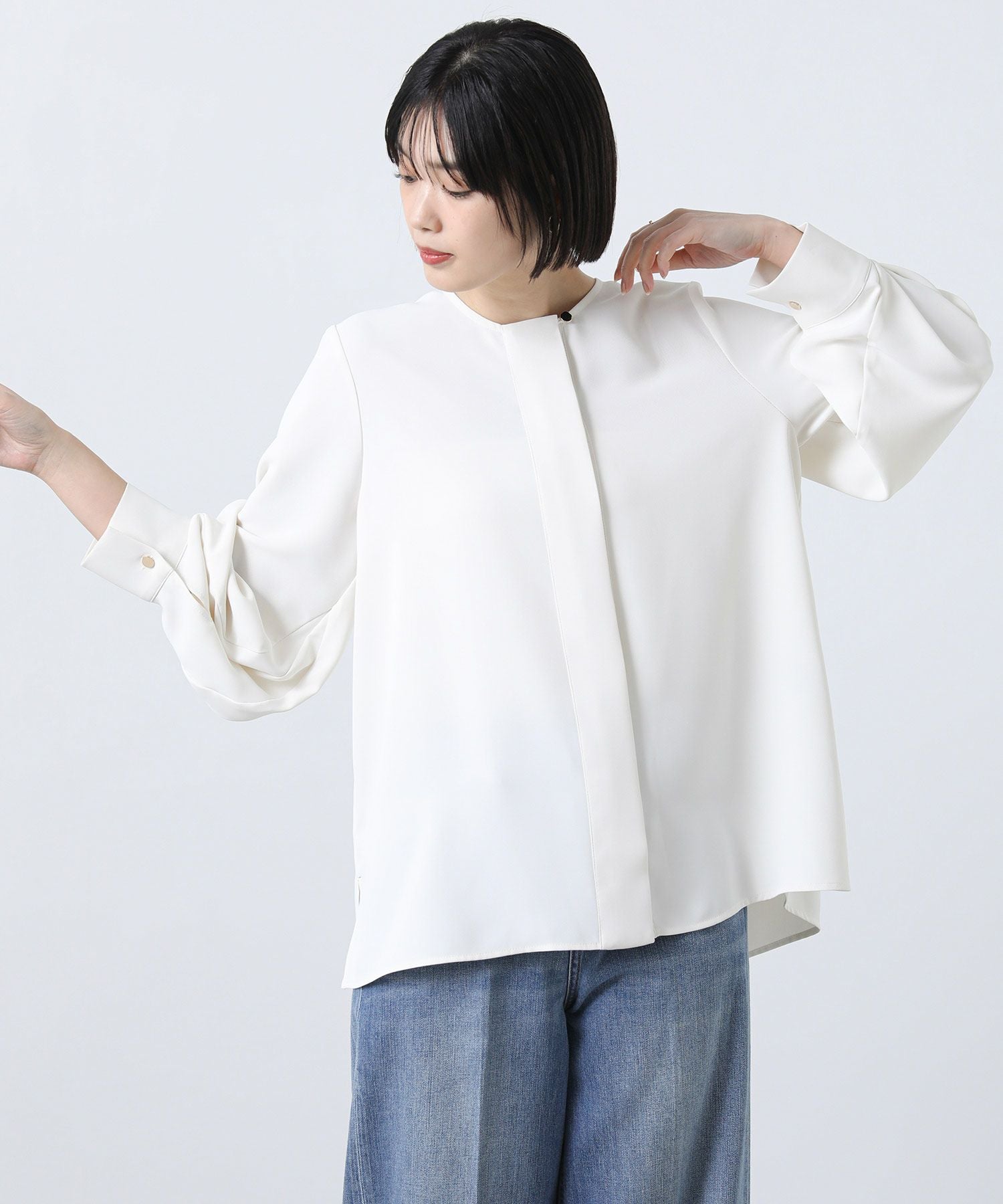 Gready Brilliant ボウタイ ブラウス とろみ素材 パフスリーブ Gready Brilliant袖タックボウタイブラウス | SEKIMIKI Online
