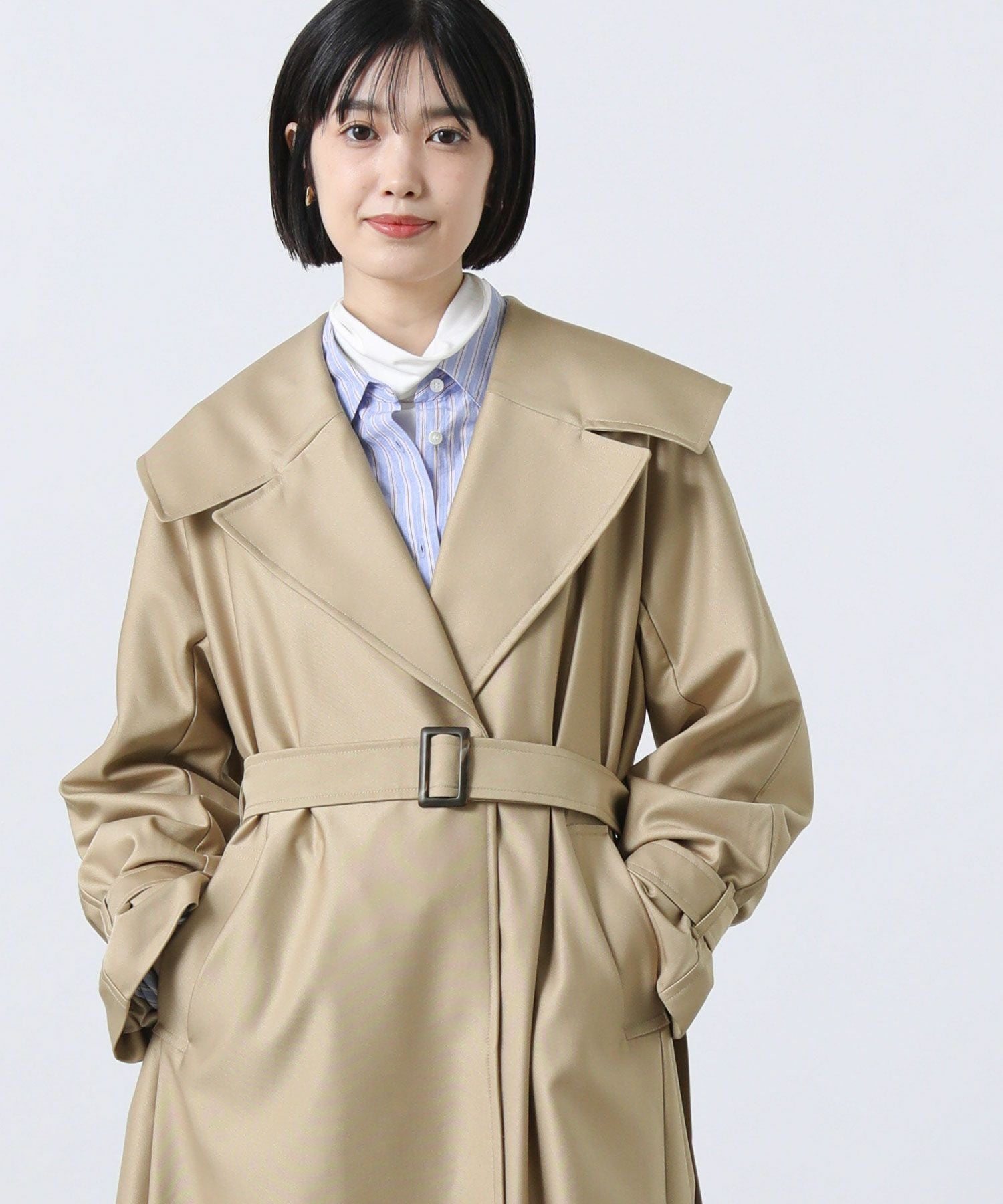 grancy トレンチコート　M GRANCY トレンチコート コート 「GRANCY」Patterned Long Trench Coat