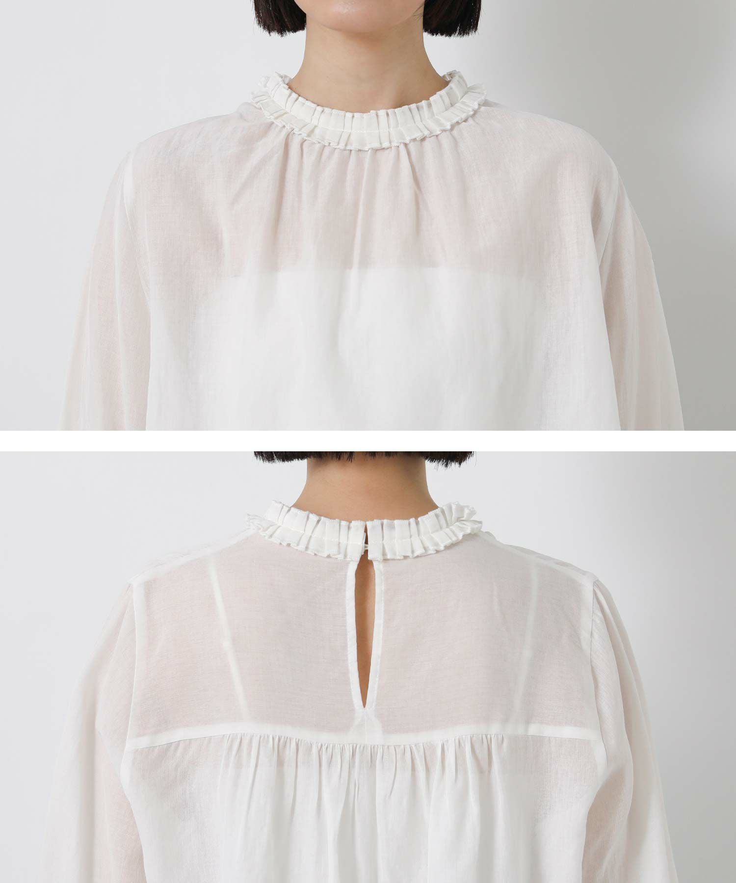 週末限定値下げ　elu. Margaret blouse White Gready Brilliant【2026年4月再値下げ】LUタック衿キャンディ