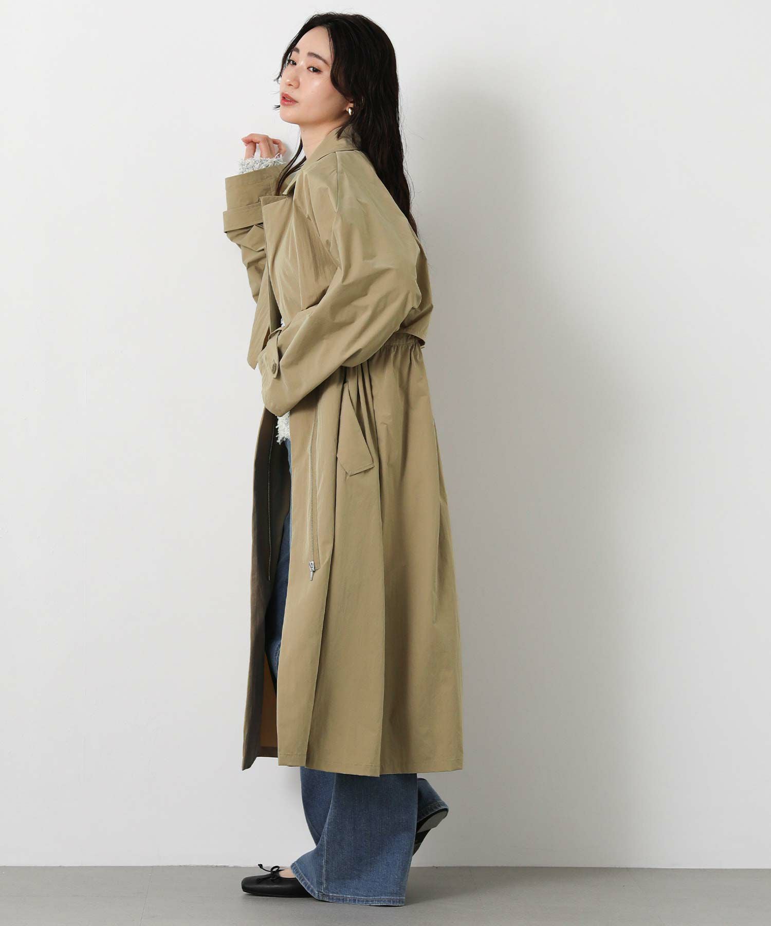 green✨未使用級　2wayライナー付　トレンチコート　ベルテッド　ベージュ Gready Brilliantライナー付ケープトレンチ | SEKIMIKI Online