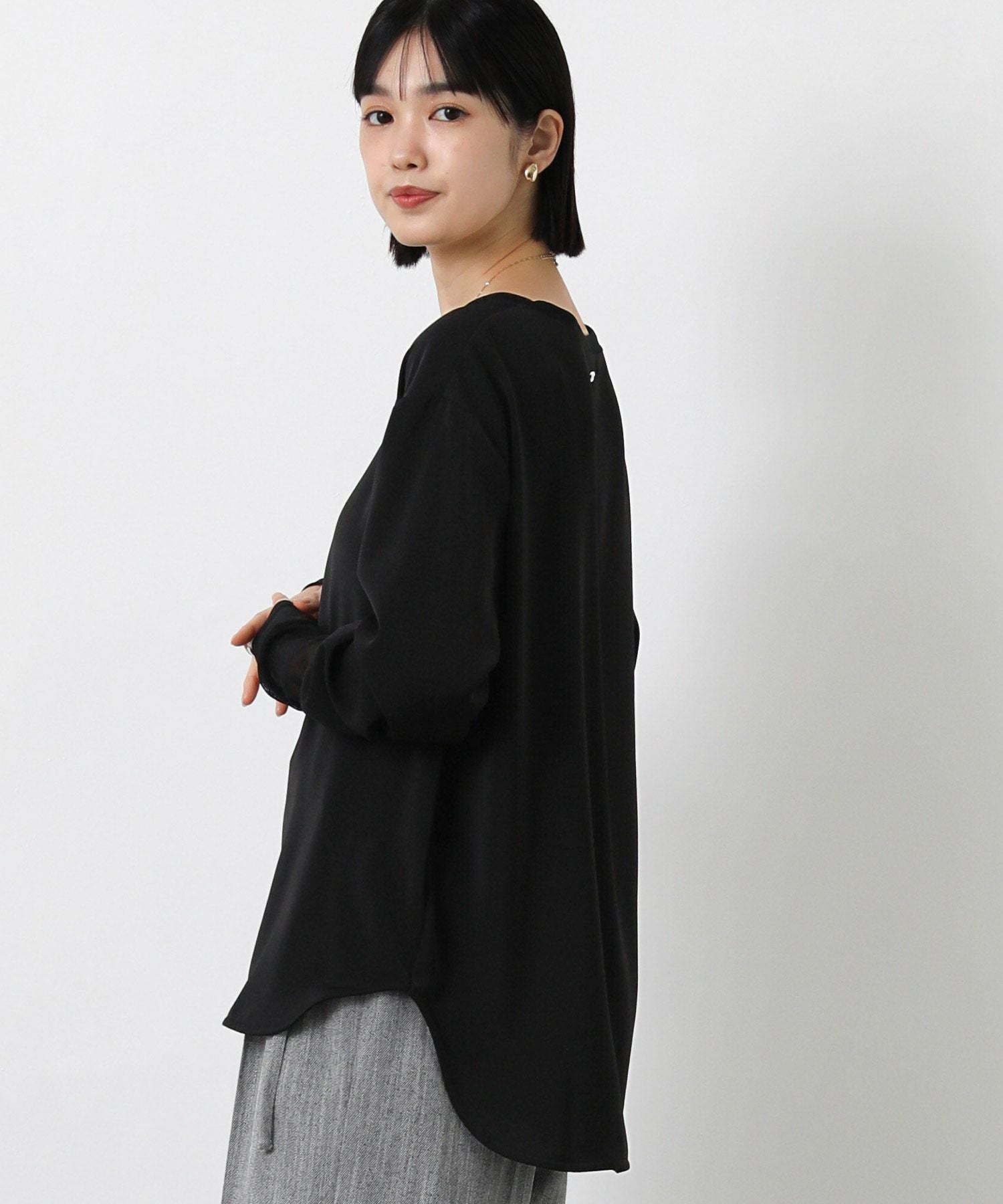 えり fitmore ボートネック裾チュールトップス ボートネック裾チュール 