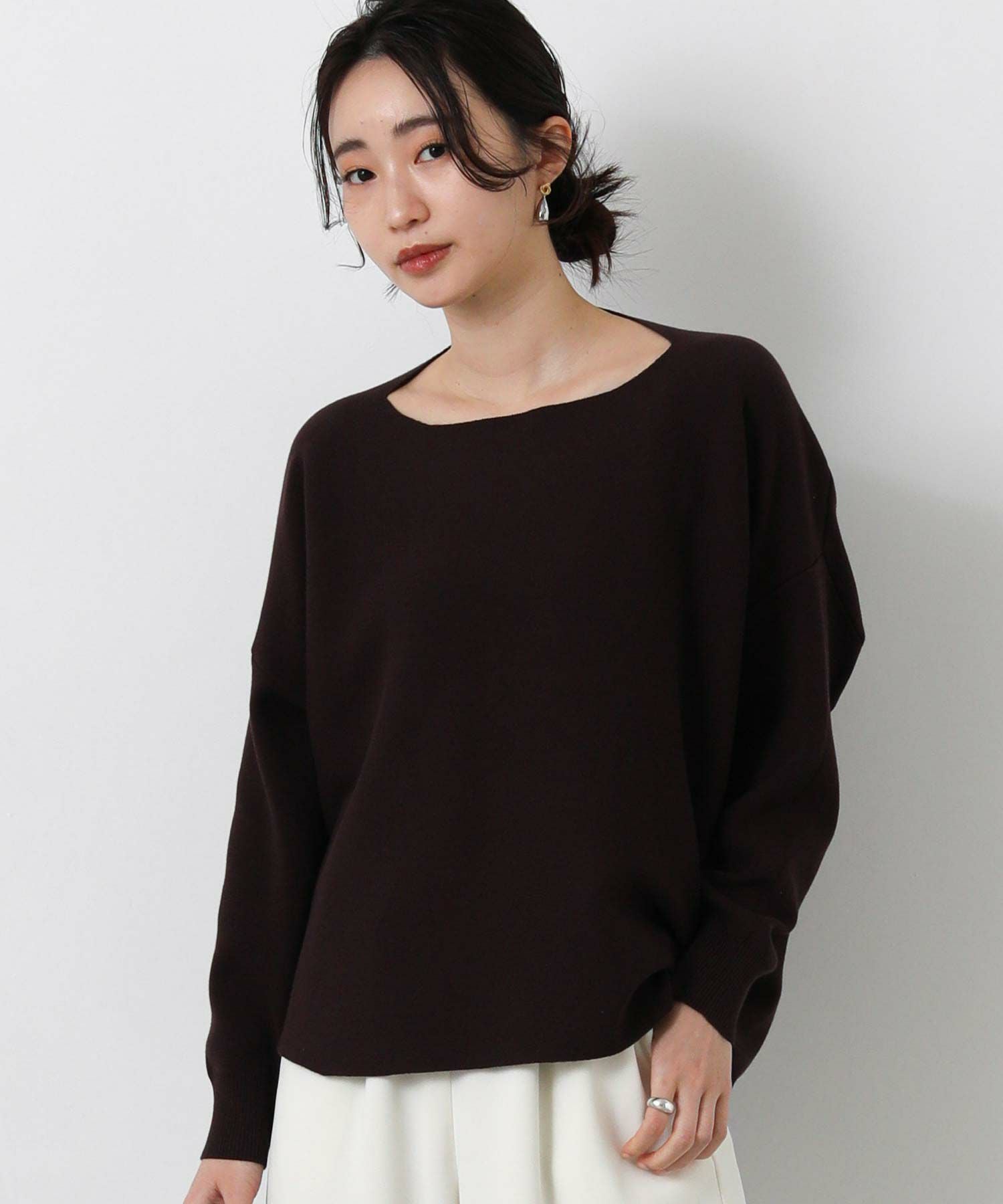 へ　ert kingdom 25aw ボートネックニット Gready Brilliantコットンスムース編ボートネックニット | SEKIMIKI Online