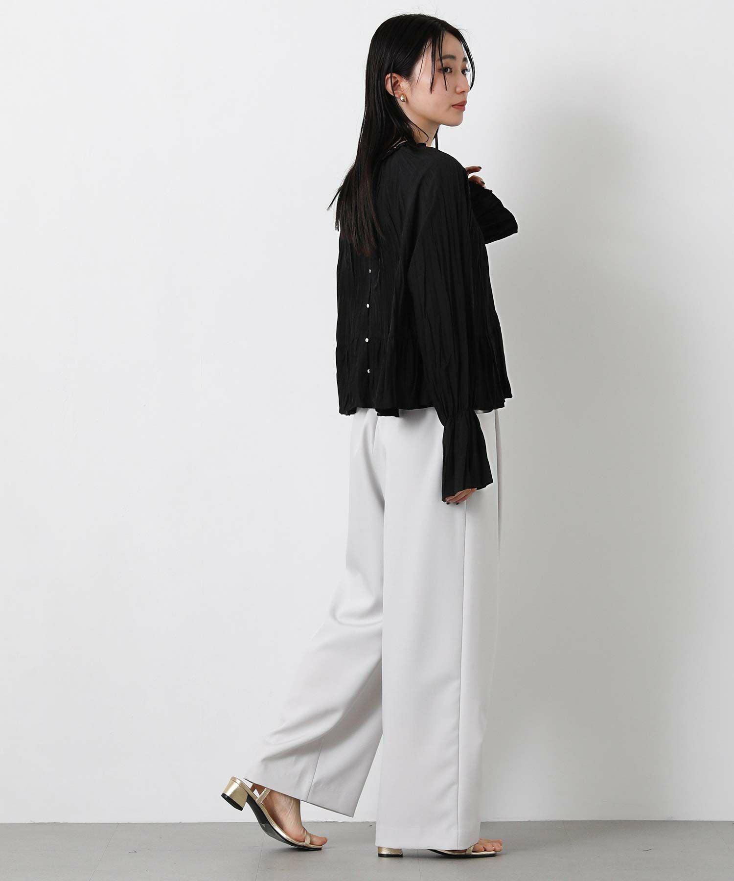lillilly  2wayサーマルブラウス Gready Brilliantワッシャーフリル2WAYブラウス | SEKIMIKI Online