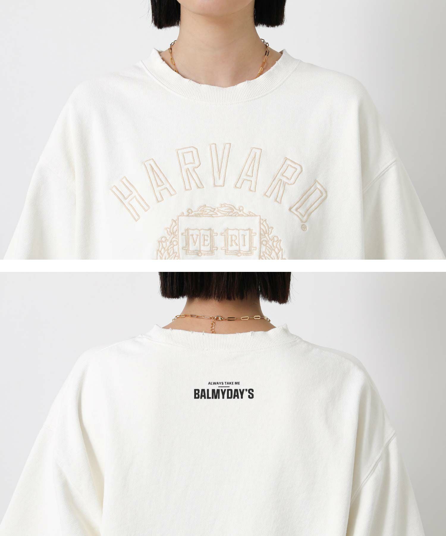 Gready Brilliant オマージュプリントスウェット　オードリー Gready Brilliant｜カレッジロゴ7分袖スウェット | Rakuten Fashion