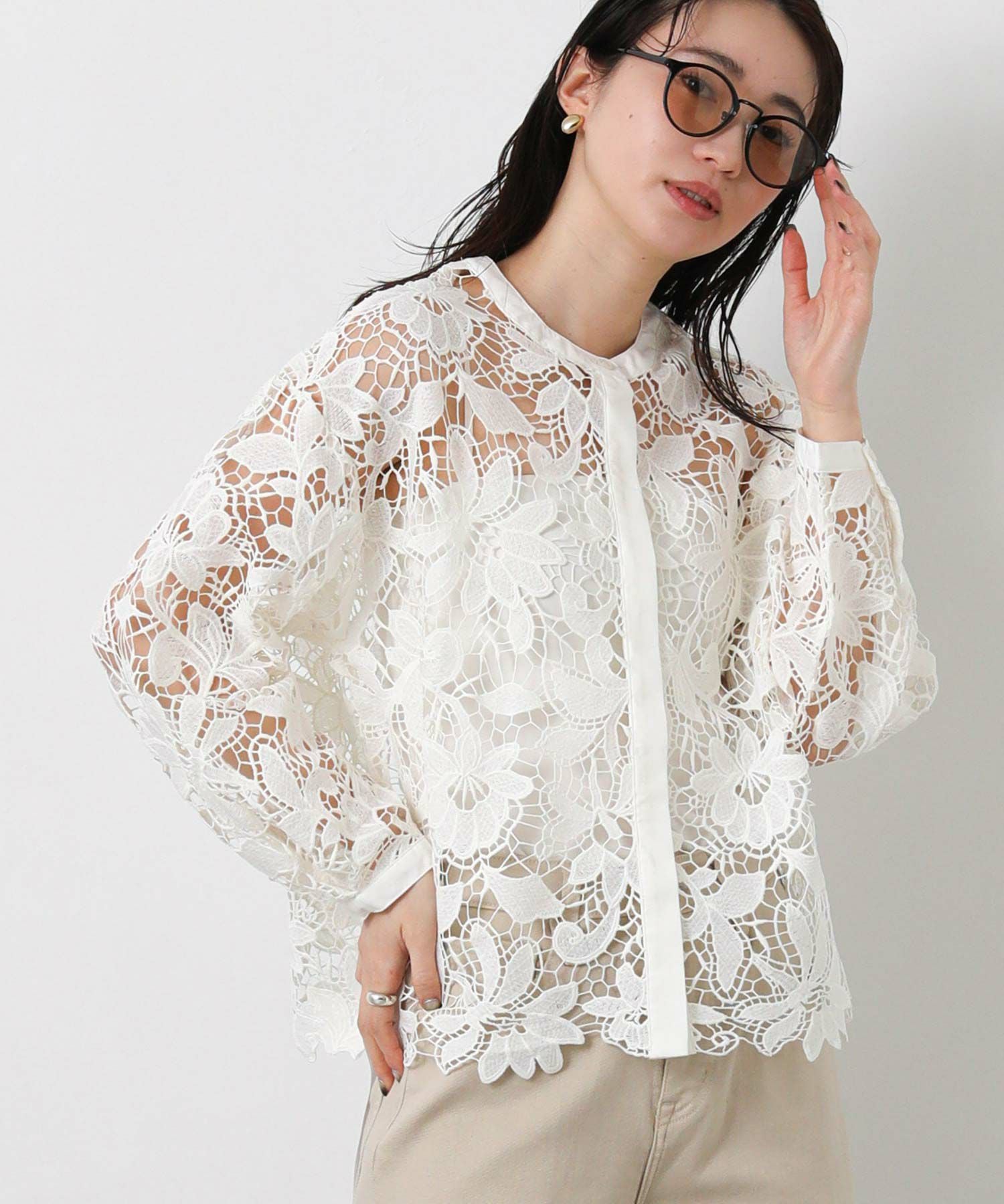 Gready Brilliant ボタニカルレースブラウス オフ