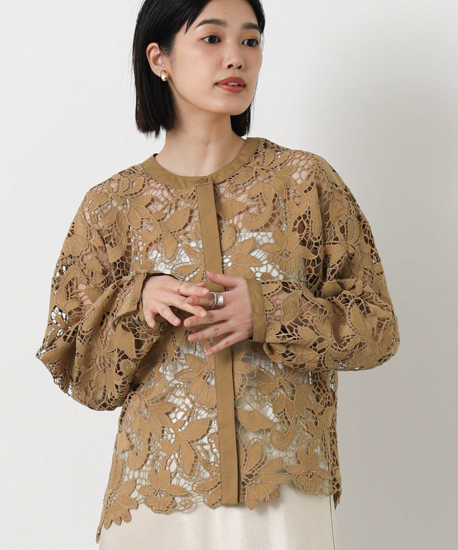 rokh レースブラウス RANAN（ラナン） ブラウス シャツ チュールドッキングフラワーレース