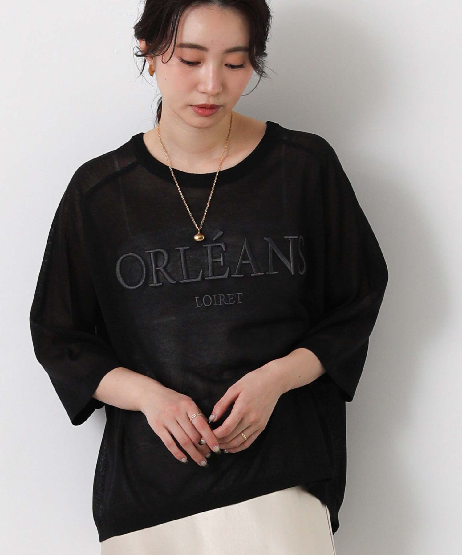 brilliant商品です Gready Brilliantシアー刺繍ロゴ7分袖ニット | SEKIMIKI Online