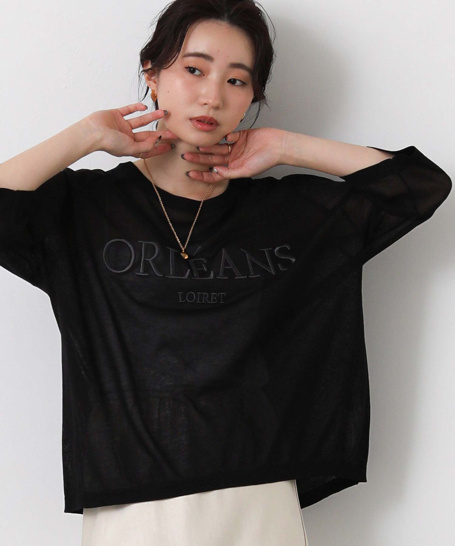 Gready Brilliantシアー刺繍ロゴ7分袖ニット | SEKIMIKI Online