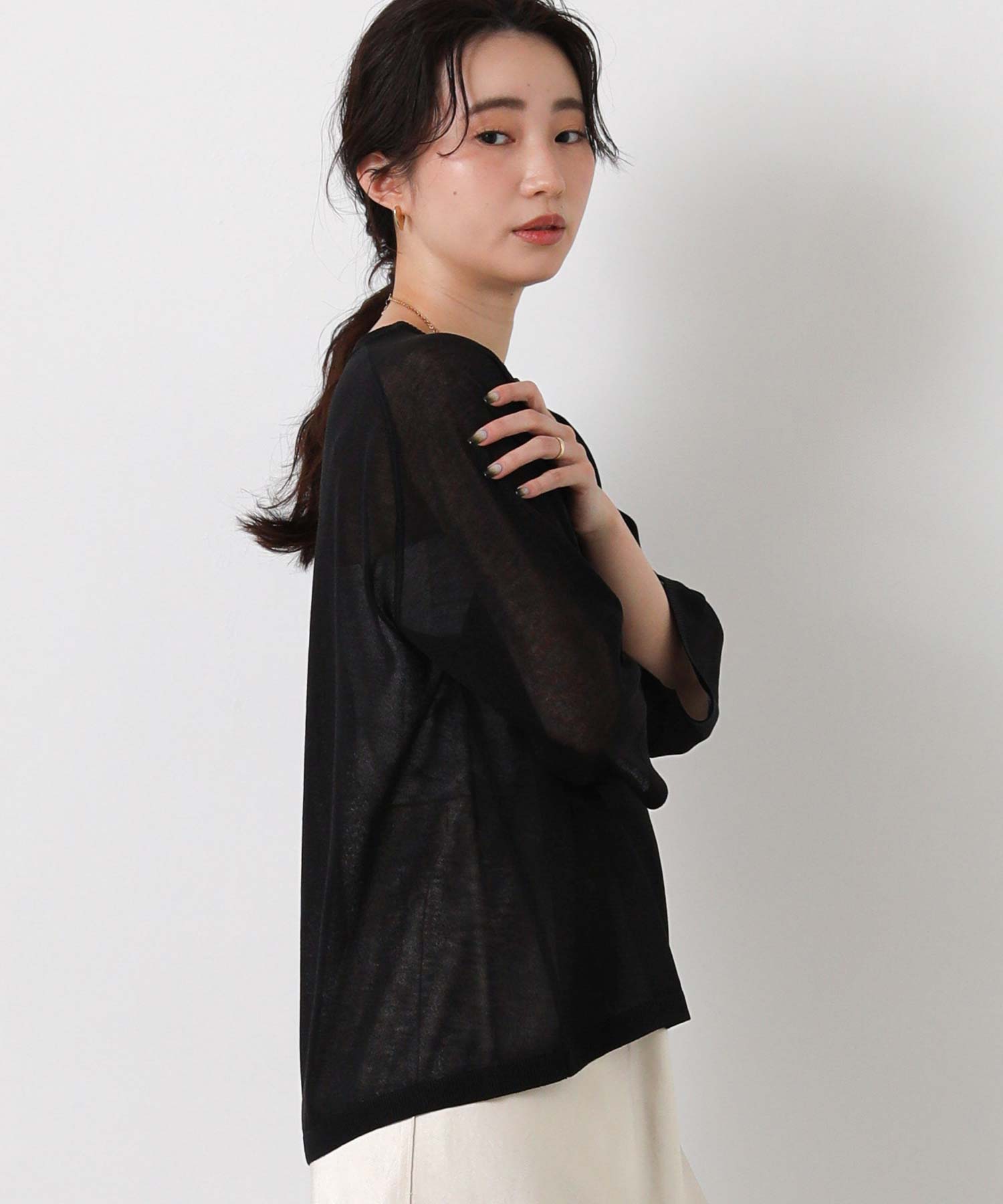 Gready Brilliantシアー刺繍ロゴ7分袖ニット | SEKIMIKI Online