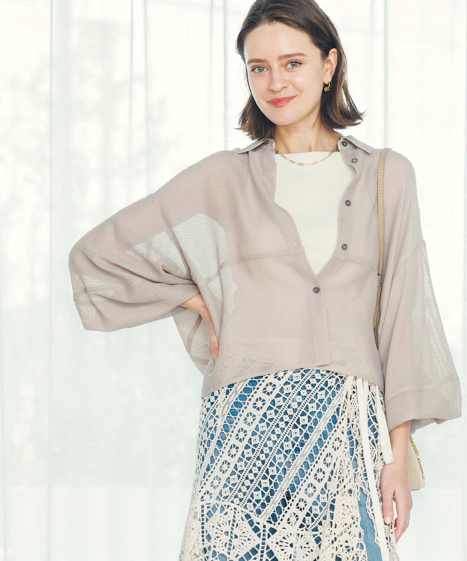 メル15145様 Gready Brilliantメッシュバックコクーンシャツ | SEKIMIKI Online