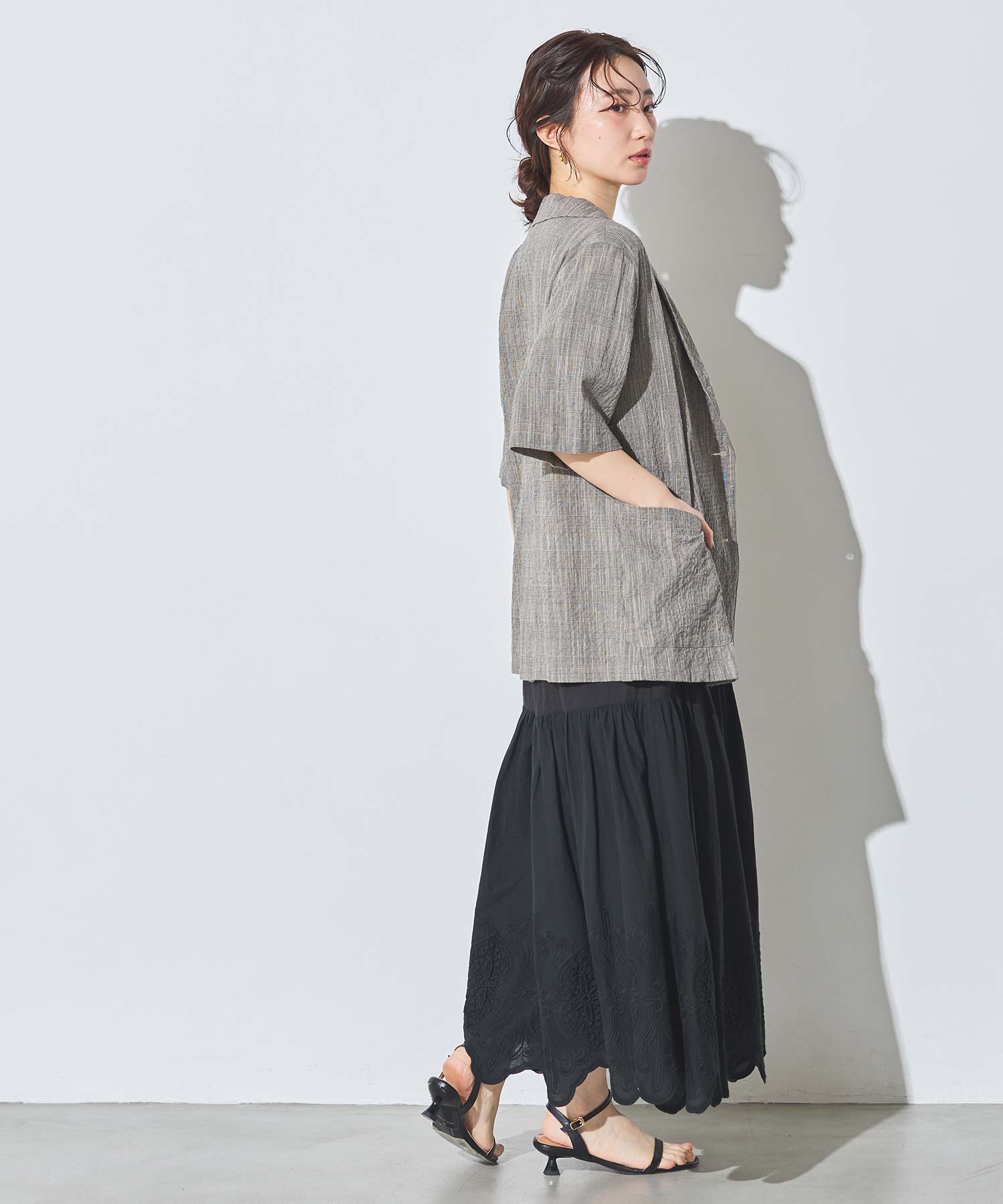 CELERI 2023SS GATHERED スカート 黒　美品 ギャザーデザインスカート[品番：ERMW0000235]｜moment+（モーメント