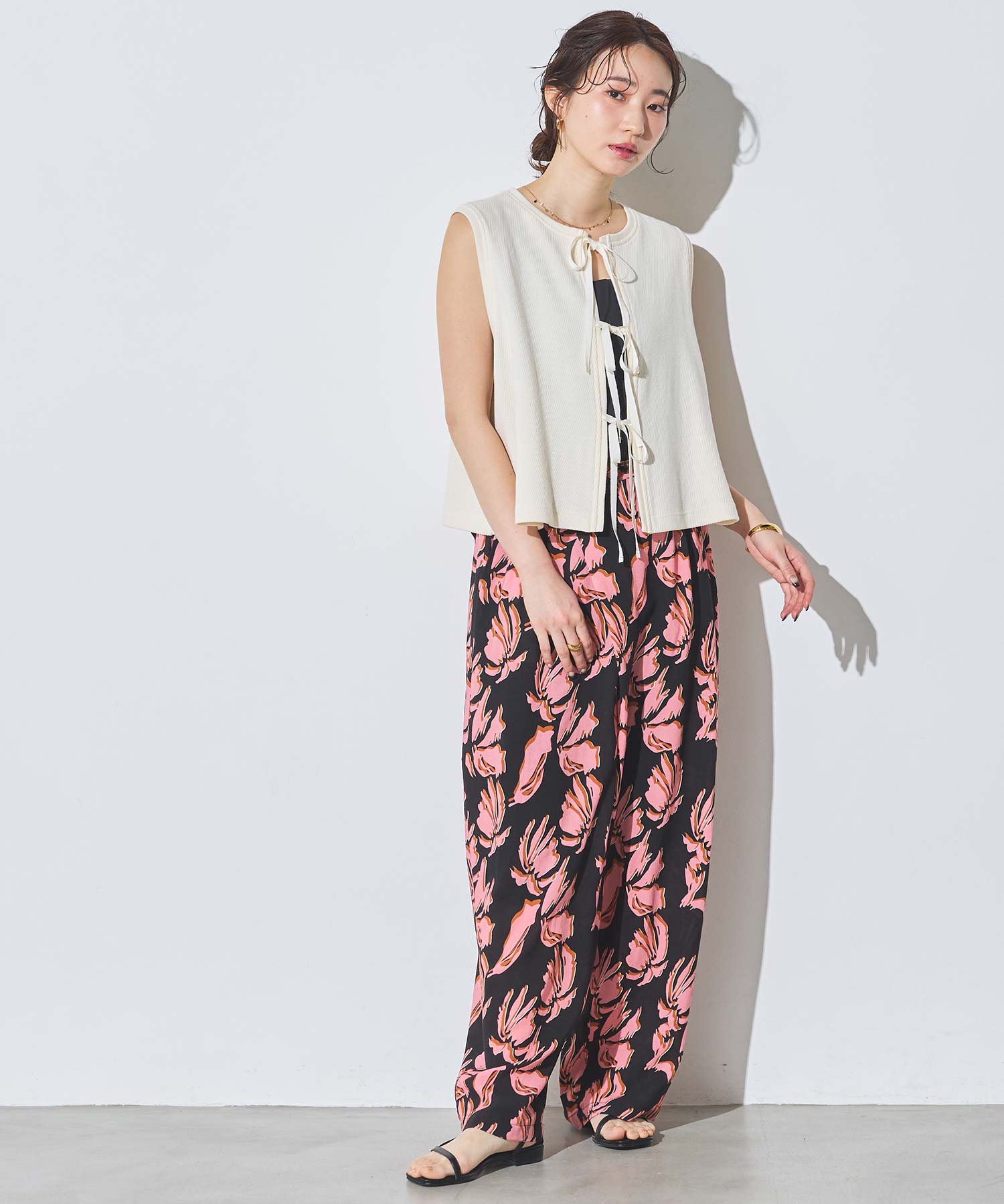 Gready Brilliantコットンサーマルリボンノースリトップス | SEKIMIKI