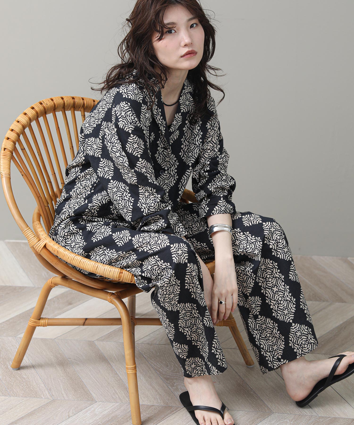 サロペット・オーバーオール・オールインワン Sara Mallika Rayon Jacquard All In One The rejoice幾何学柄オールインワン【Sara mallika】 | SEKIMIKI Online