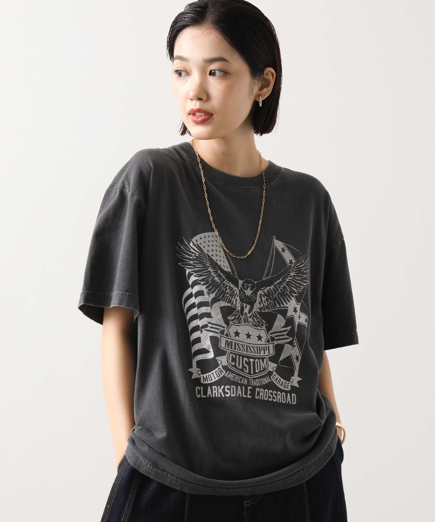 Greedy Brilliant 半袖Tシャツ ベージュ/ブラック 閉店セール】バックプリント半袖クルーネックTシャツ 半袖Tシャツ Tee