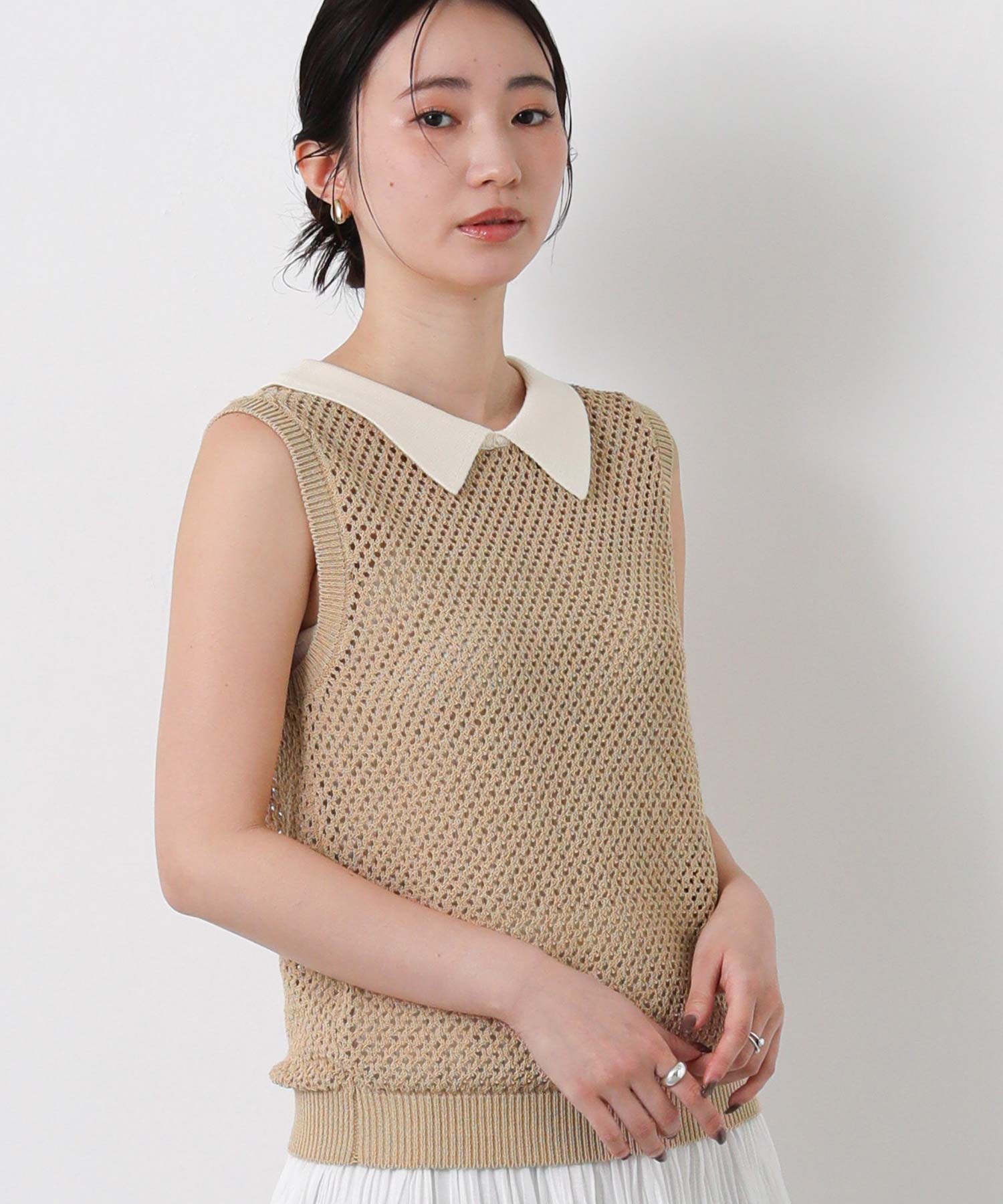 brilliant商品です Gready Brilliantメッシュポロカラーニット | SEKIMIKI Online