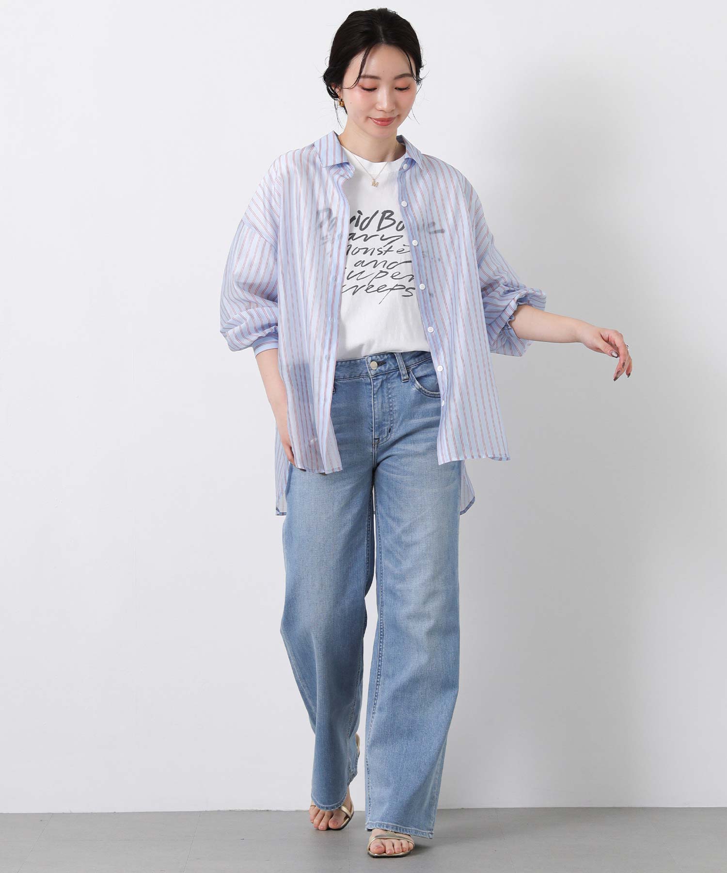 未使用タグ付き☆今期グレディブリリアン　シアーカラーストライプシャツ Gready Brilliantシアーカラーストライプブラウス | SEKIMIKI Online