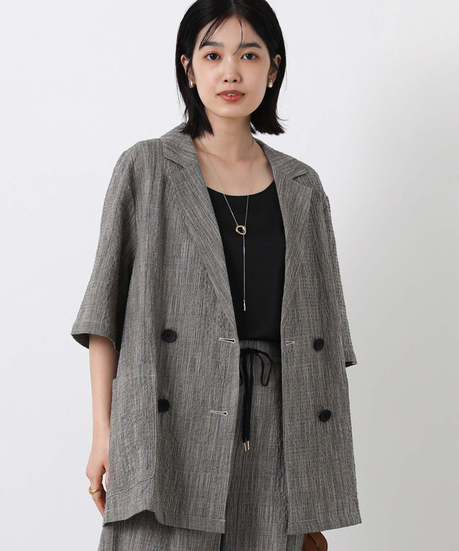 専用　Gready Brilliant シアーテーラード５分袖ジャケット　新品 Gready Brilliantスラブチェックテーラー5分袖ジャケット | SEKIMIKI