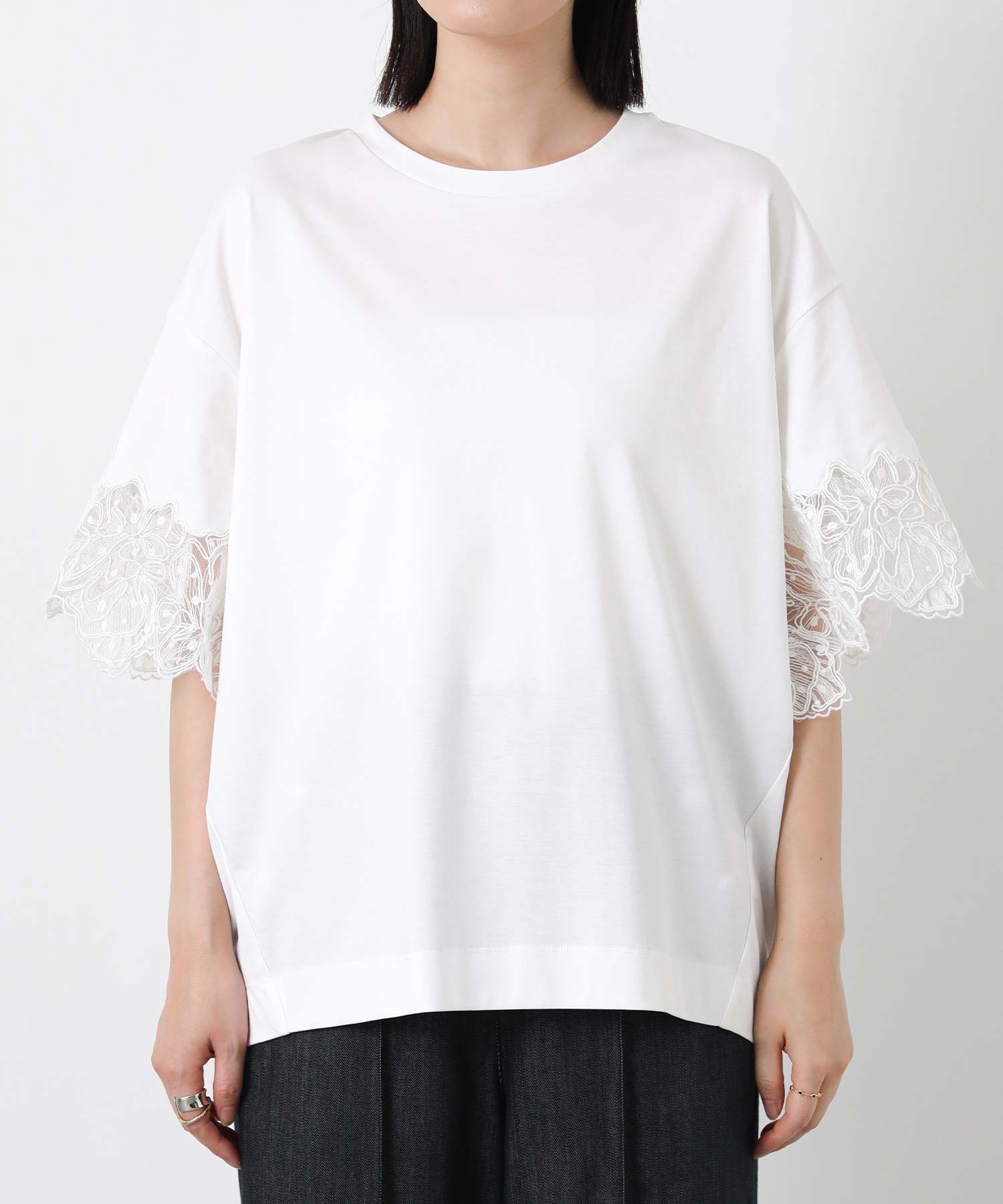 Gready Brilliant袖刺繍レースドロップ5分袖カットソー | SEKIMIKI Online