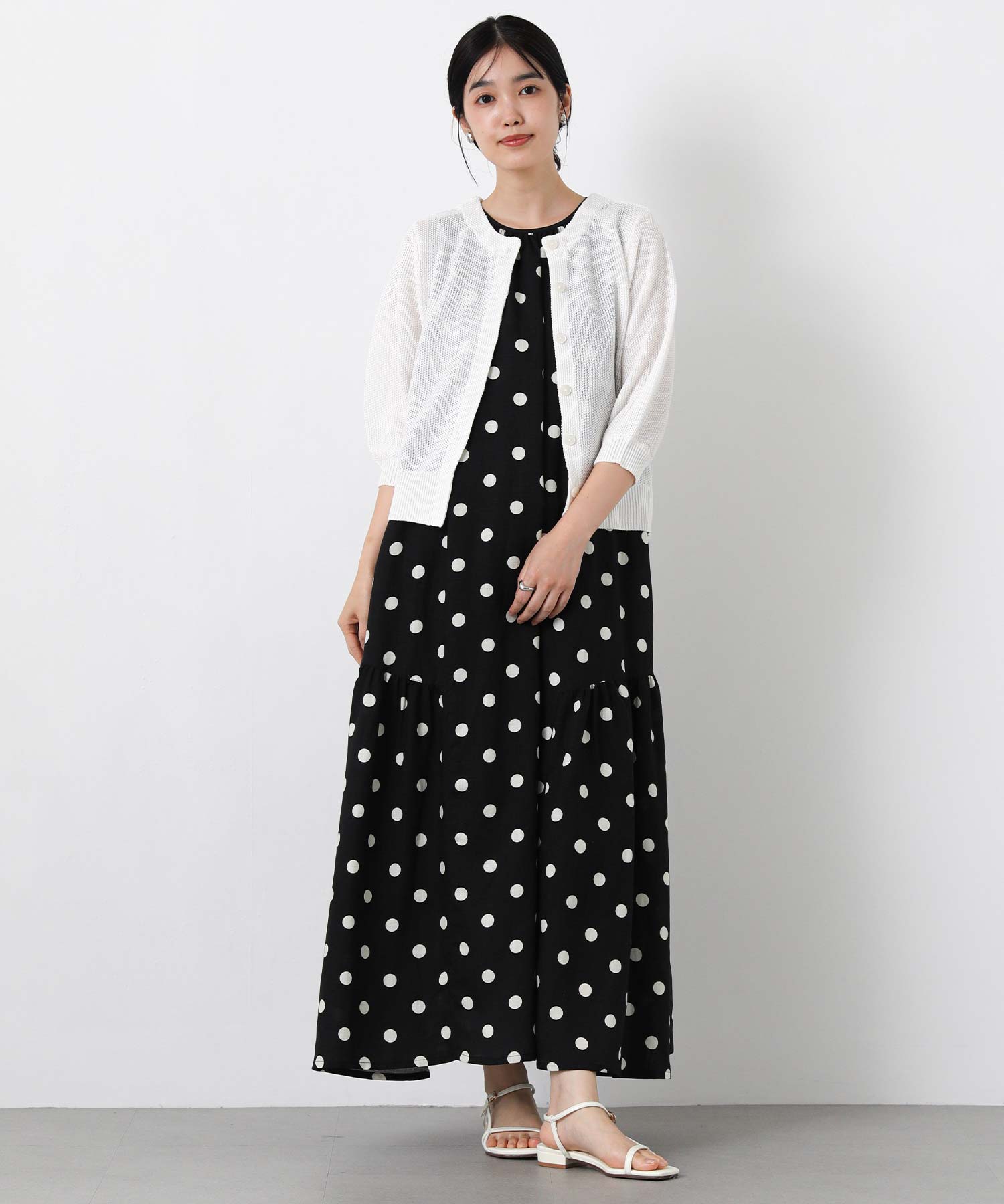 ※未使用 【Gready Brillian】　ドット柄 シャツワンピース 半袖 Gready Brilliant麻コインドットマキシワンピース | SEKIMIKI Online