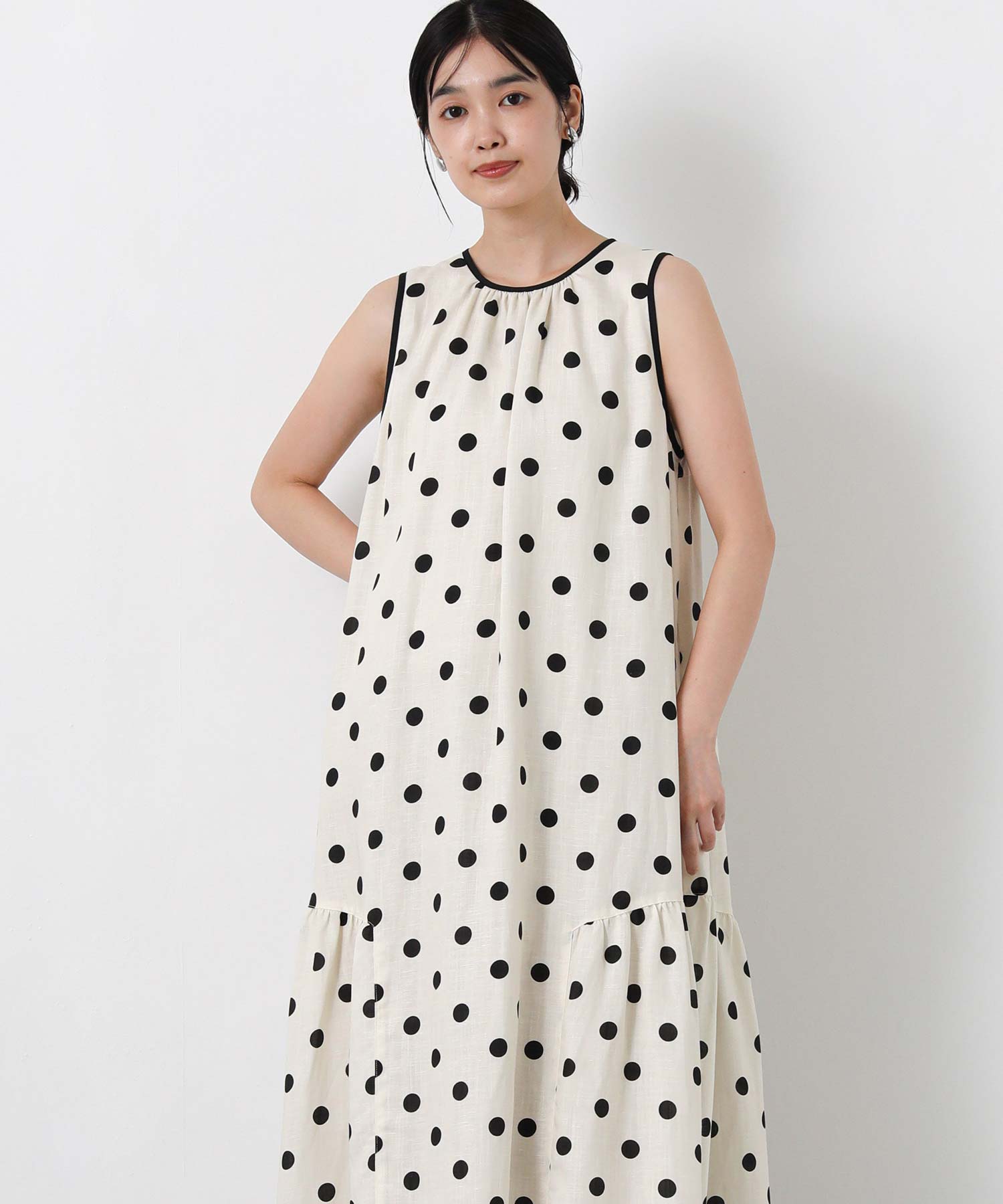※未使用 【Gready Brillian】　ドット柄 シャツワンピース 半袖 Gready Brilliant麻コインドットマキシワンピース | SEKIMIKI Online