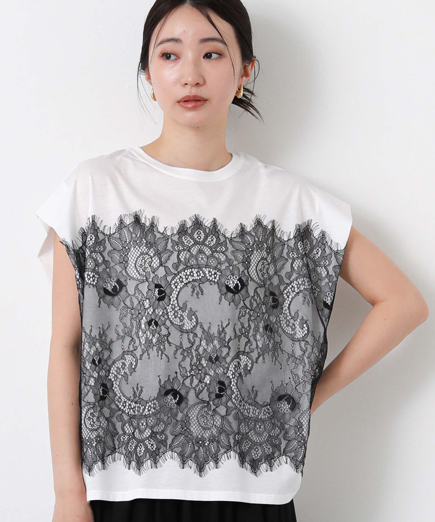 Gready Brilliant レースドッキングフレンチスリーブカットソー