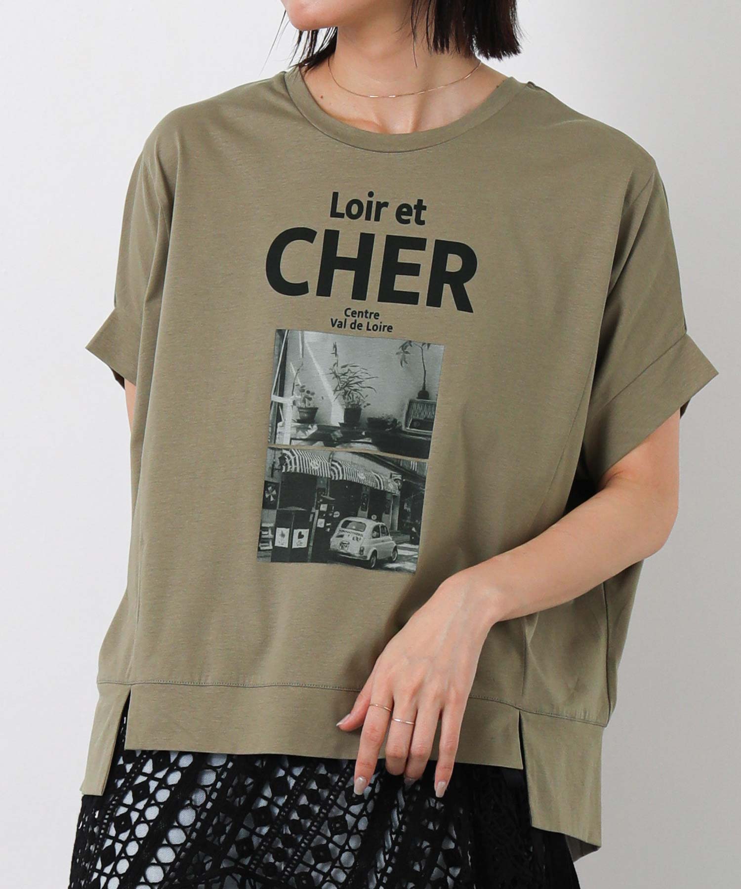 Gready BrilliantCHERフォトワイドフレンチスリーブカットソー