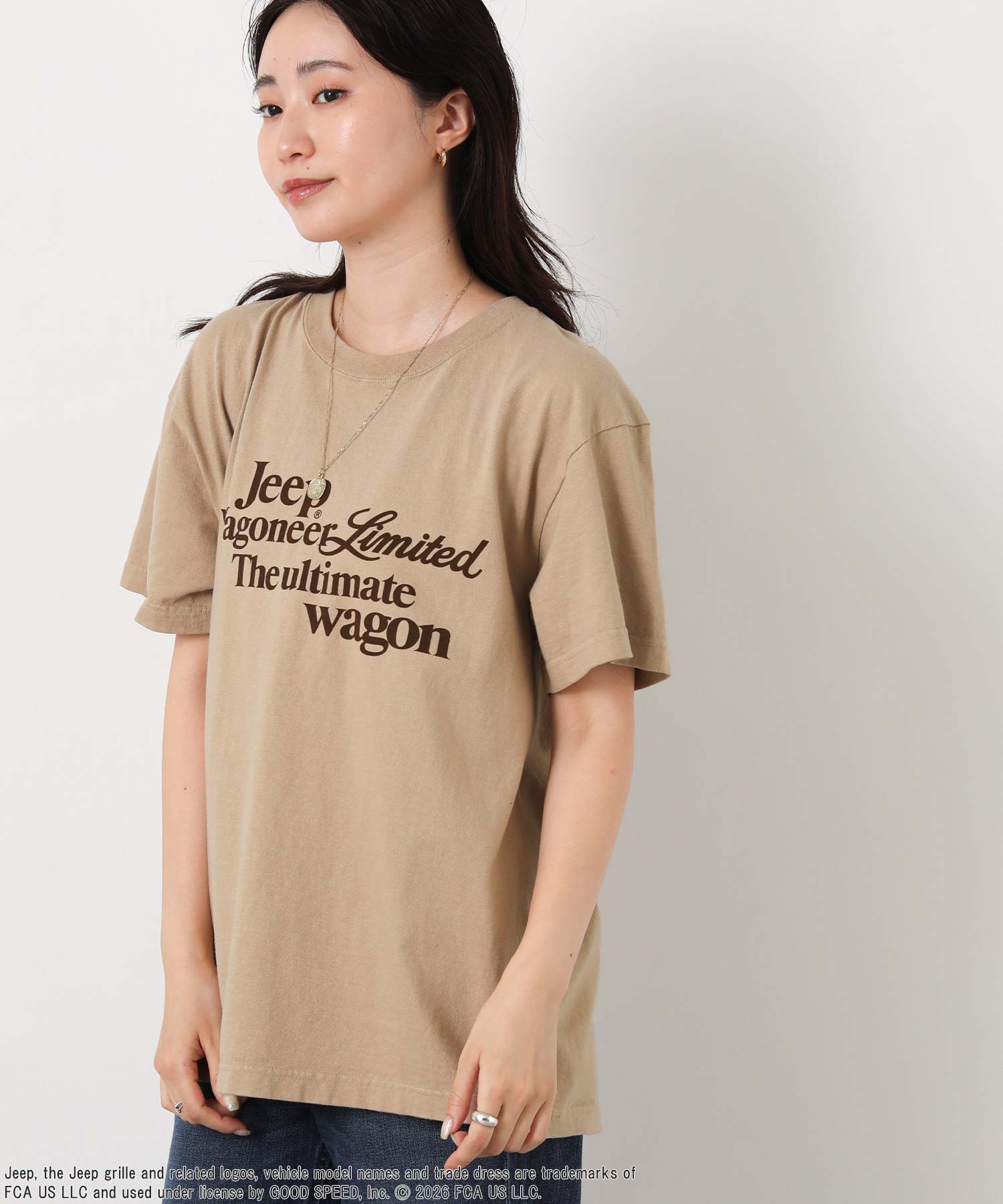 Tシャツページュ Gready BrilliantJeep前後ロゴ5分袖カットソー | SEKIMIKI Online