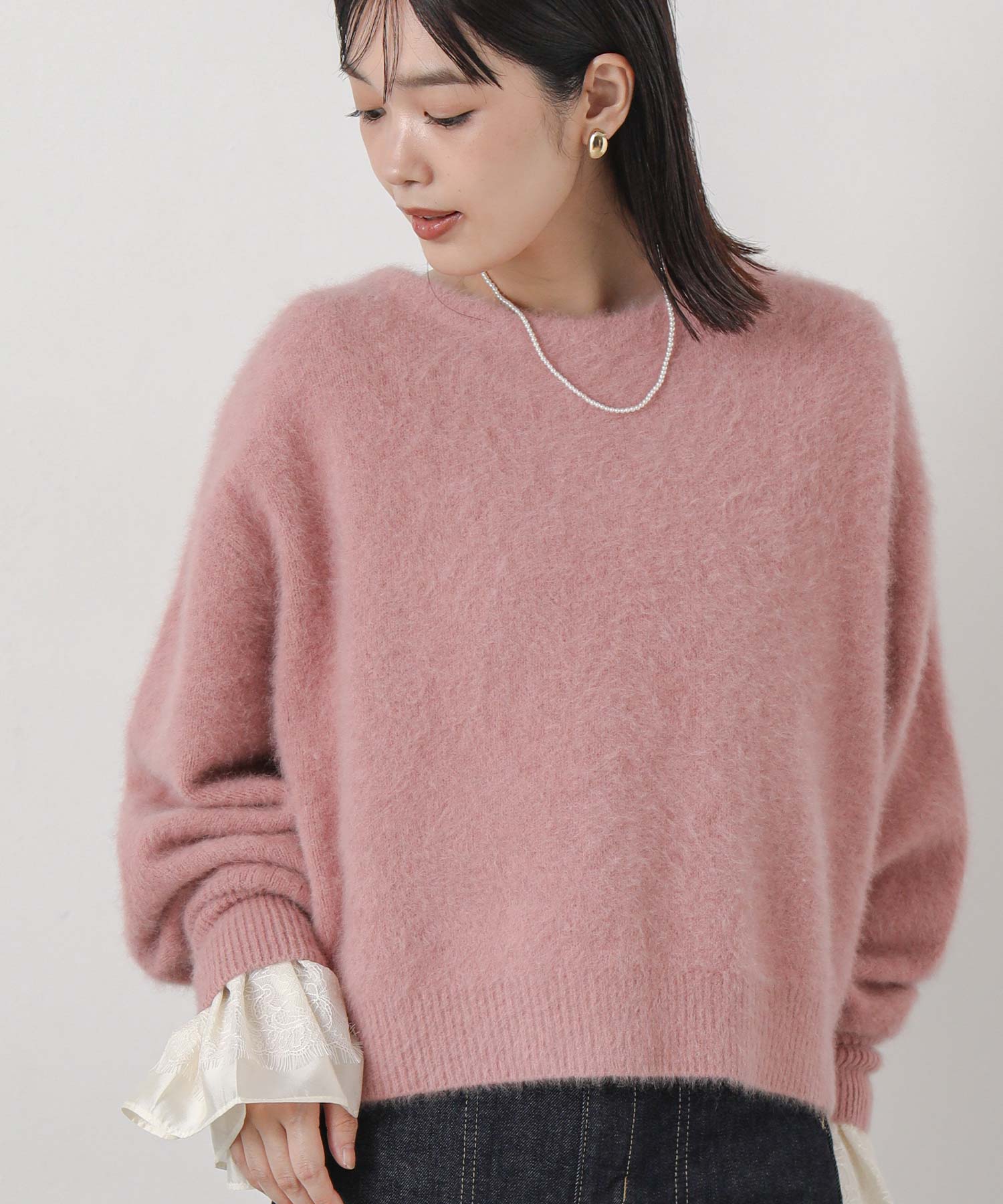 deicy ハンドケーブル２ＷＡＹニット 限定色 ピンク Gready BrilliantLUFoxCa2wayVネックニット | SEKIMIKI Online