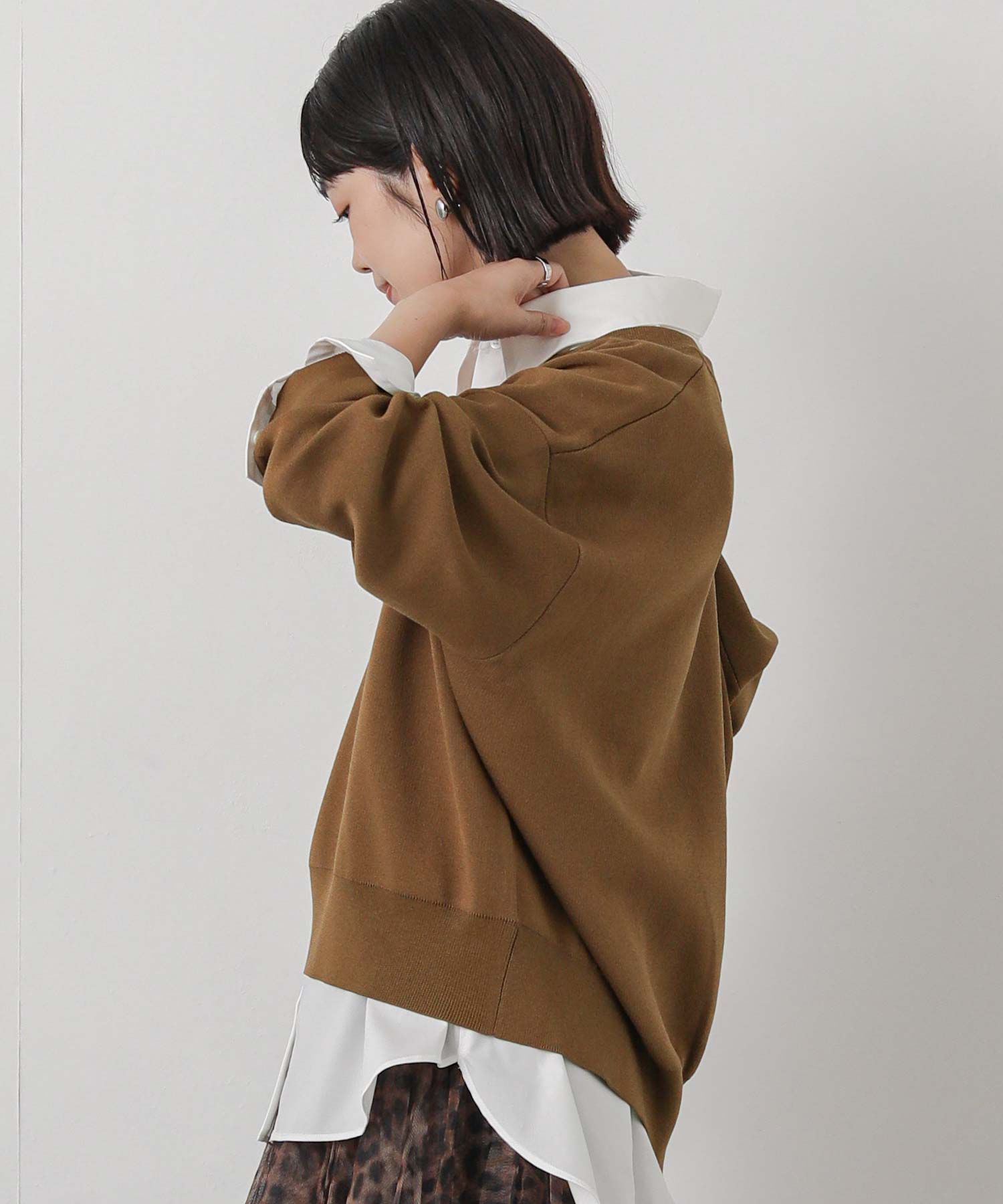 Gready Brilliantダブルジャガードヘンリーネックプルオーバーニット