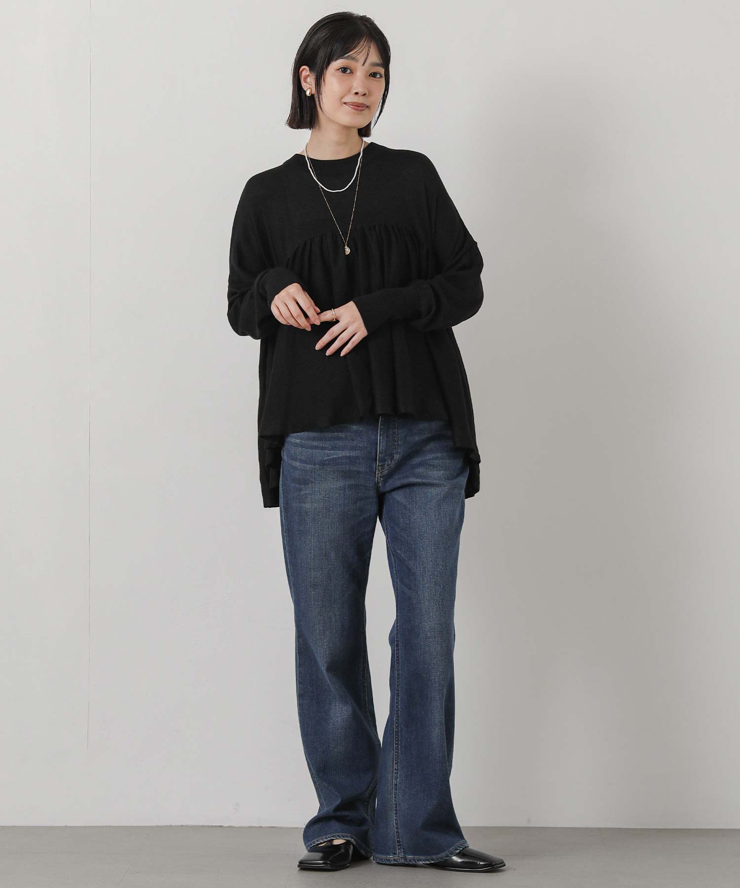 brilliant商品です Gready Brilliant切替ギャザーワイドクルーニット | SEKIMIKI Online