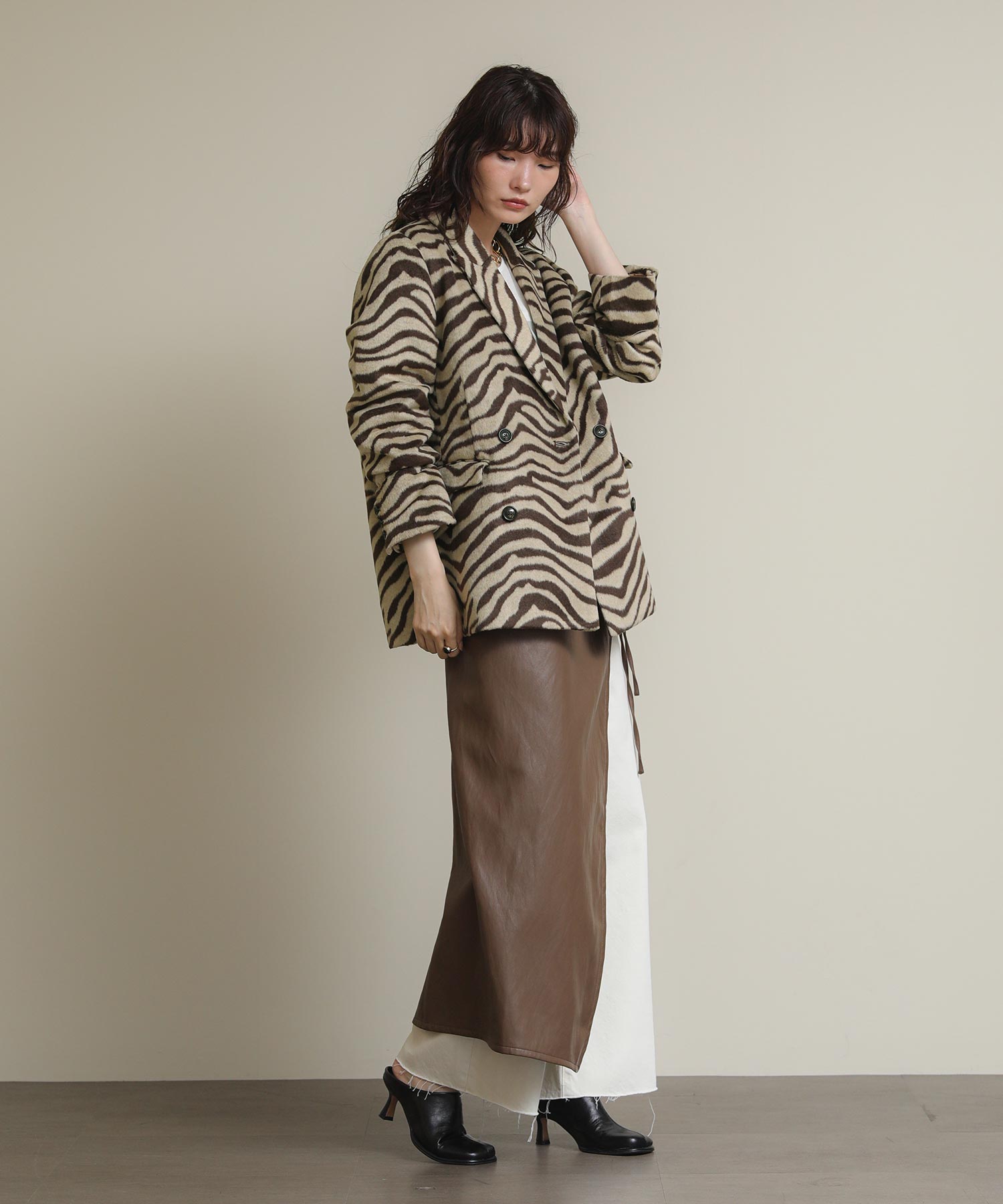 RRL ジャケット　クロネコエンブレム The rejoiceゼブラ柄ダブルジャケット【LANCER CLOTHING CORPORATION