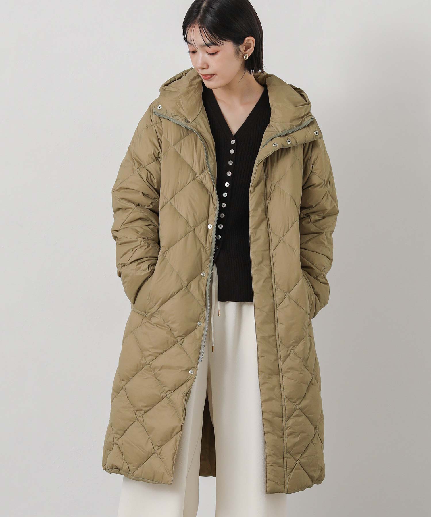 【希少】 MISSONI カーキ ダウンジャケット ロング Gready BrilliantTAIONロングダウンコート | SEKIMIKI Online
